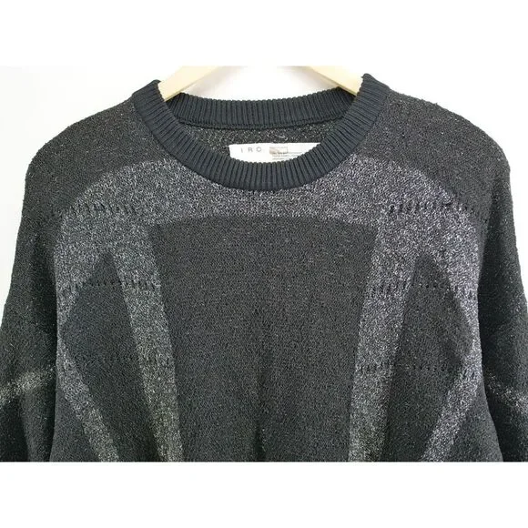NWT $400 IRO Black Grey Dock Lurex Knit Oversized Crew Sweater
